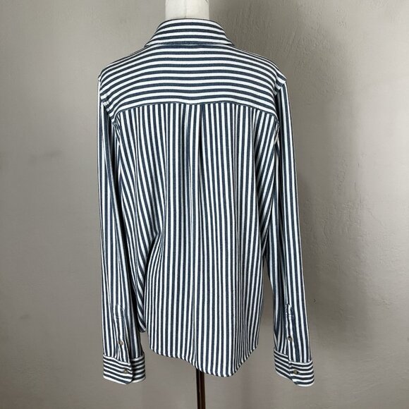 Faherty Legend Sweater Shirt Blue Striped Button-Up Long Sleeve Size Large (?) - Picture 6 of 12